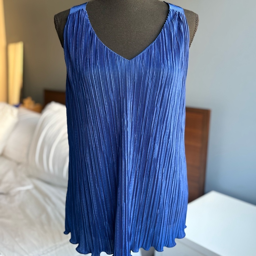 Banana Republic Royal Blue V-Neck Pleated Camisole Blouse - Office Siren
